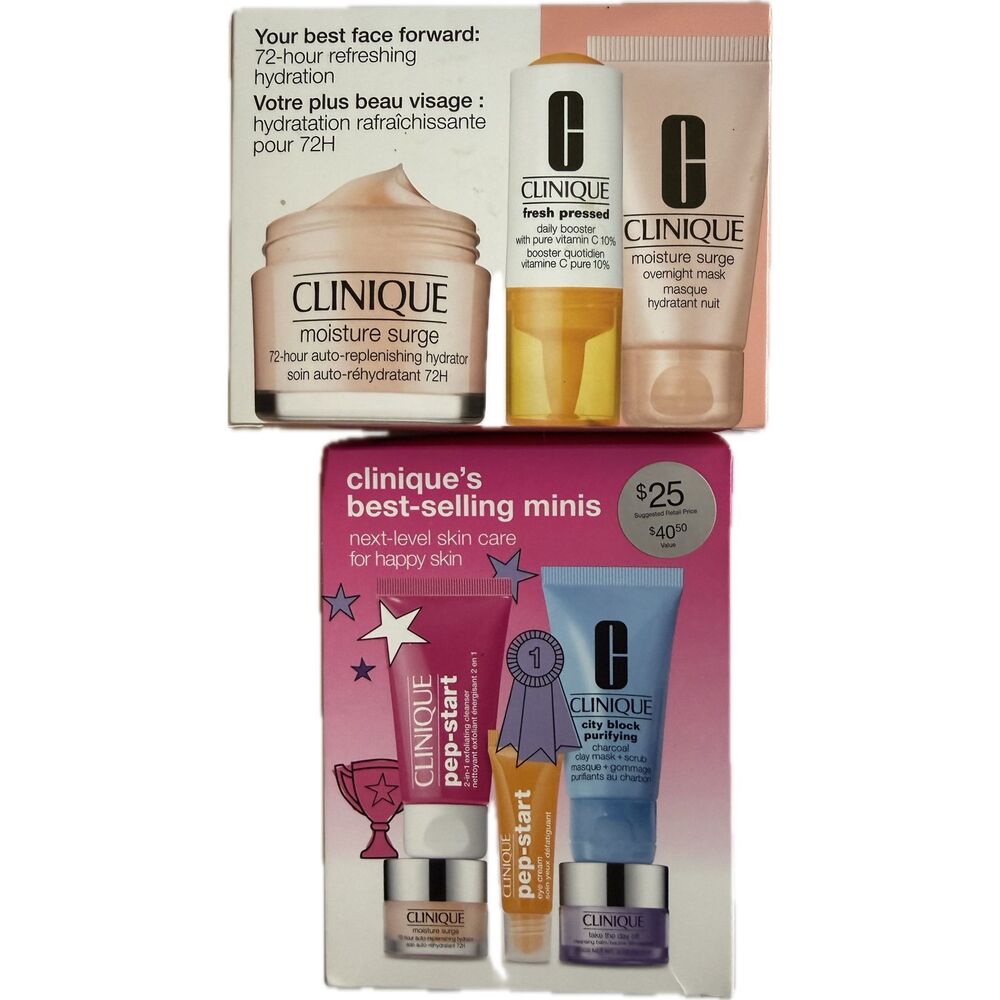 Clinique Moisture Surge Lot 8 PC Set Hydrator Mask Eye Filler NIB